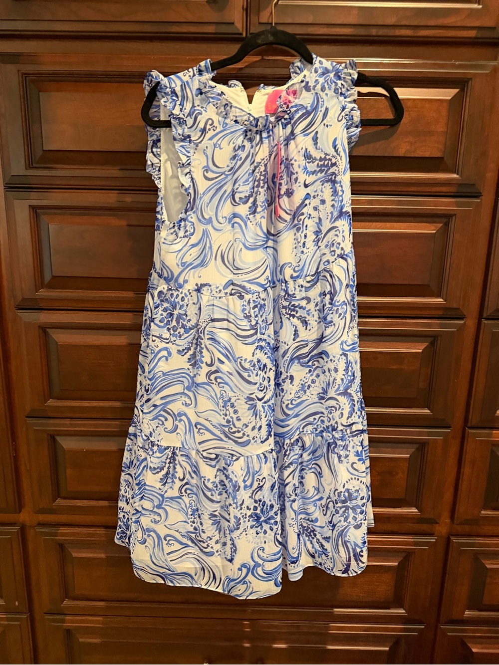 Lilly Pulitzer White and Blue Swirl Print Sundress